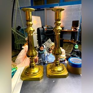 Antique Victorian Brass candle holders